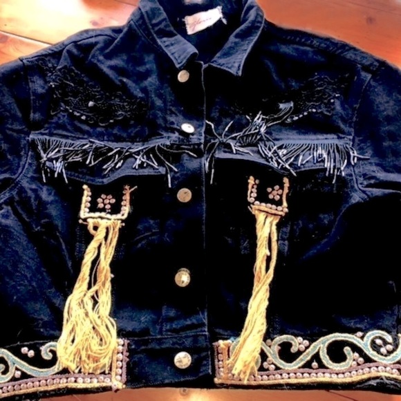 Gloria Jean Jacket Burmese Kalaga Elephant Sequins Glass Beads Dolman Sleeves M - Picture 2 of 6